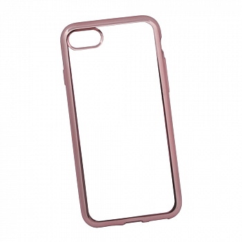 Силиконовый чехол "LP" для Apple iPhone SE 2020, 8, 7 TPU (прозрачный с розовой хром рамкой (коробка))