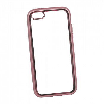 Силиконовый чехол "LP" для Apple iPhone 5, 5S, SE TPU (прозрачный с розовой хром рамкой) (коробка)