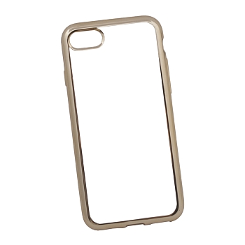 Силиконовый чехол "LP" для Apple iPhone 7, 8 TPU (прозрачный с золотой хром рамкой) (коробка)
