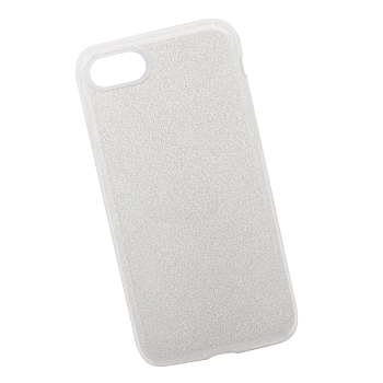 Силиконовая крышка "LP" для Apple iPhone 7, 8 "Блёстки" TPU, серебро (европакет)