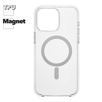 Защитная крышка для iPhone 15 Pro Max "Clear Case" MagSafe TPU (прозрачная)