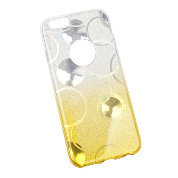Силиконовый чехол "LP" для Apple iPhone 6, 6S "Кружочки желтый металлик" (европакет)