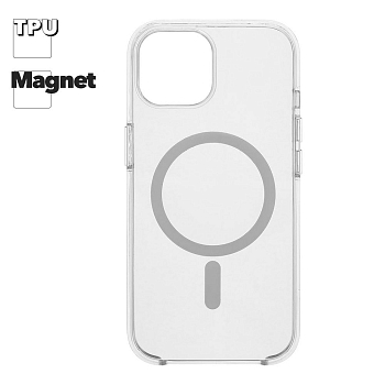 Защитная крышка для iPhone 15 "Clear Case" MagSafe TPU (прозрачная)