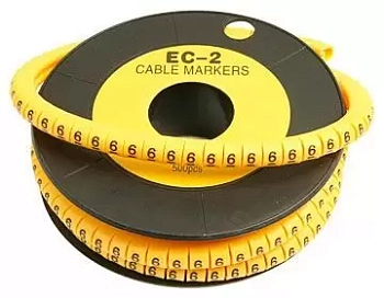 Маркер для кабеля Cabeus EC-2-6 д.7.4мм цифра 6
