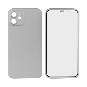 Защита 360° стекло + чехол для Apple iPhone 12, серебро