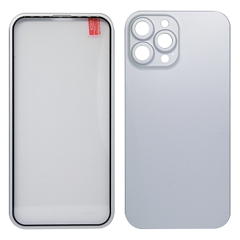 Защита 360° стекло + чехол для Apple iPhone 13 Pro Max, серебро