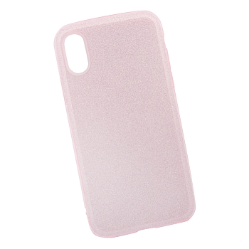 Силиконовая крышка "LP" для Apple iPhone X "Блёстки" TPU, розовая (европакет)
