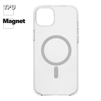 Защитная крышка для iPhone 15 Plus "Clear Case" MagSafe TPU (прозрачная)