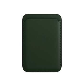 Чехол-бумажник Apple iPhone Leather Wallet MagSafe (кожа, коробка, темно-зеленый)