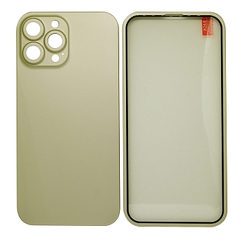 Защита 360° стекло + чехол для Apple iPhone 13 Pro Max, золотой